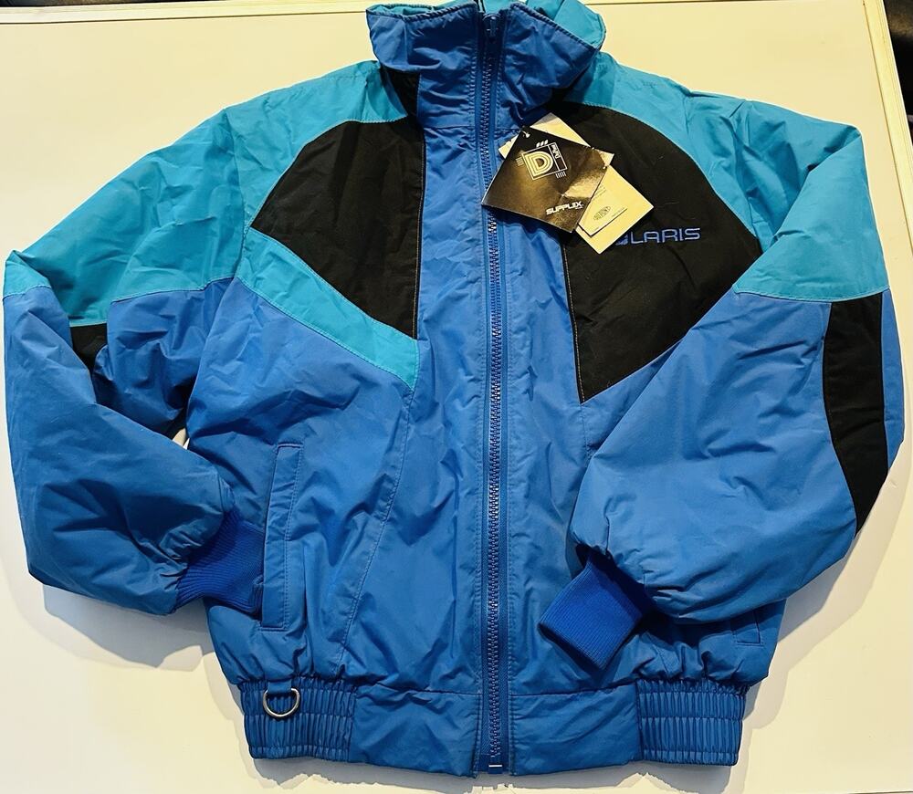 Vtg Polaris Women’s XL Snowmobile Jacket 90s Colorblock Blue Insulated Coat NWT